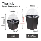 Sturdy Black Planter Pots with Tray Transparent Humidity Dome Cover Garden Greenhouse Seed Starter Germination Kit Flower Plante