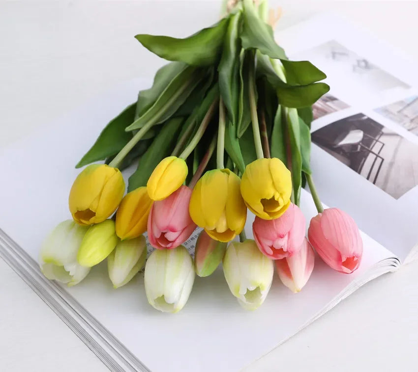 1/3/5PCS Tulips Artificial Flowers Real Touch Flowers Tulip Bouquet Decor Fake Tulips Flower for Home Wedding Decorations
