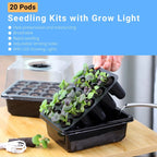 20 Hole Hydroponic Plant Seedling Pots with Intelligent Fill Light Seedling Tray for Fruit Vegetable Gardening Planting Supplies