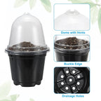 Plant Nursery Pots Humidity Dome Transparent Plastic Pot Planting Containers Cups Planter Small Seed Starting Trays Seedling