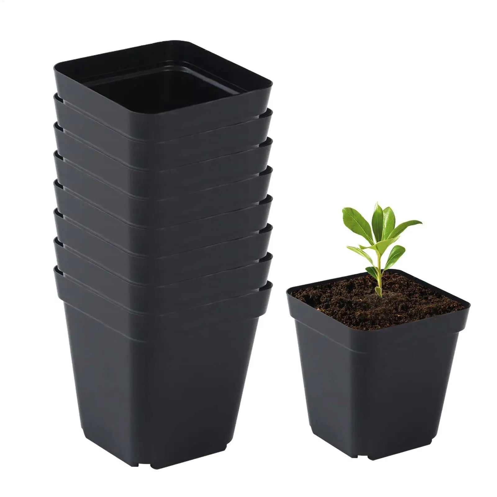 50Pcs Seedling Pots Square Plant Seeding- Planting Cup Plastic Deep Nursery Tree Pot Flower Plant Container Pot Garden Grow