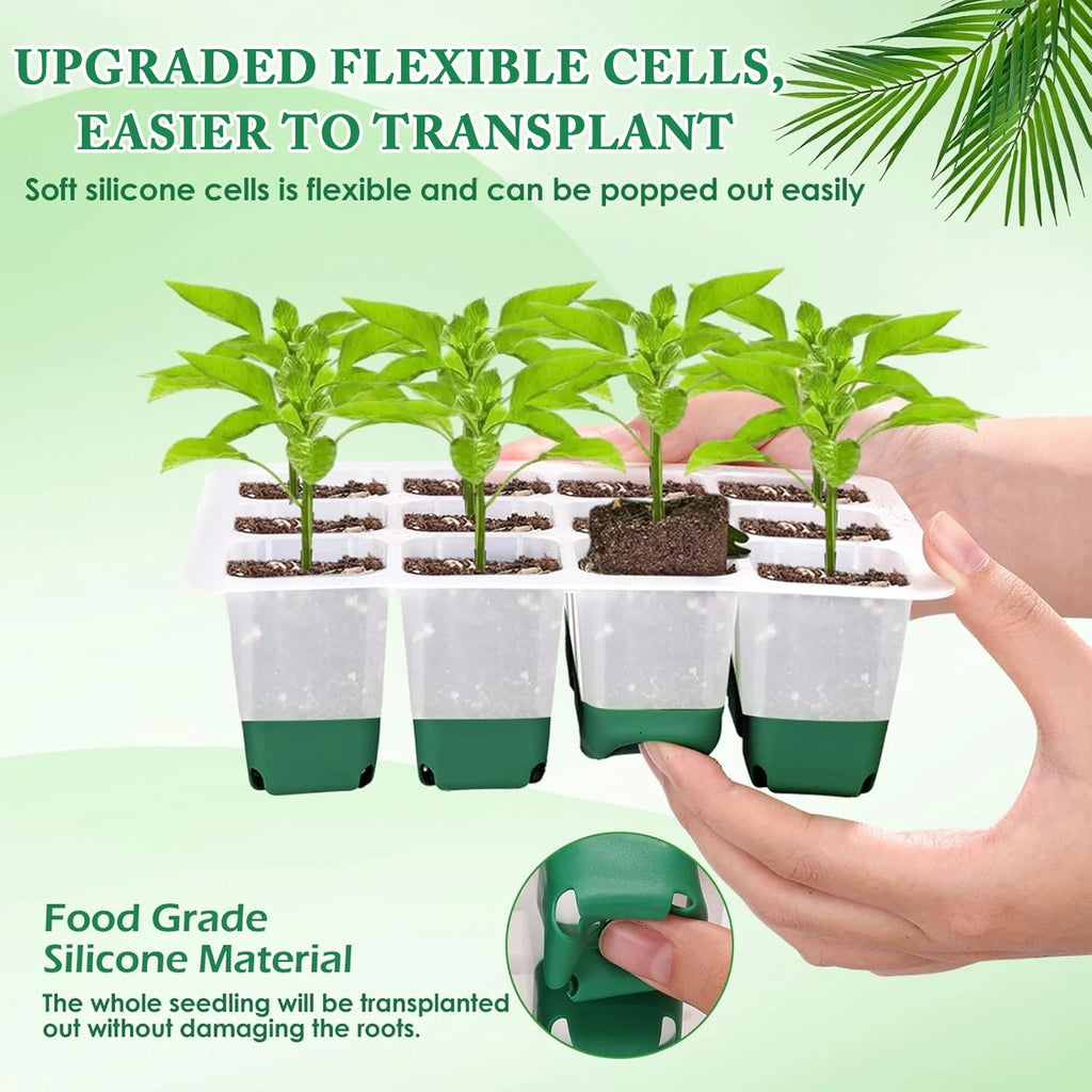 12 Gird Silicone Plants Nursery Pots Breathable Growing Pot with Drain Holes Design for Flower Vegetable Planting