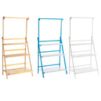 【Breeins】3 Tier Ladder Foldable Plant Stand with Hanging Bar, Wood For Home Office Outdoor Indoor Decoration Plants Organizer