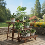 Set of 3 Wood Plant Stand,Rectangular Ladder Flower Pots Outdoor Indoor Plant Display Rack Storage for Home Garden Patio Balcony