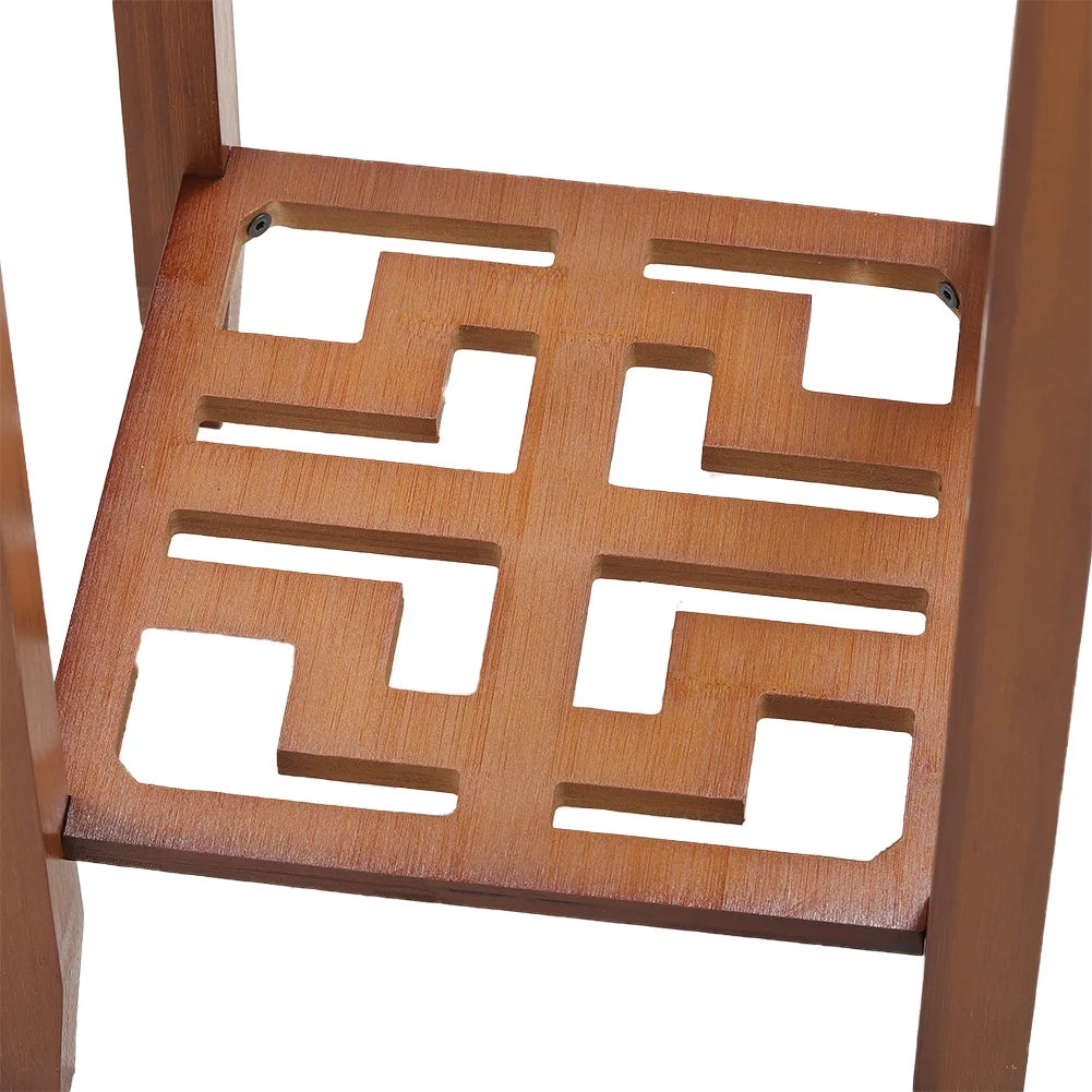 【Breeins】2-Tier Bamboo Plant Stand Classic Chinese Style Flower Stand Home Office Decoration Freestanding