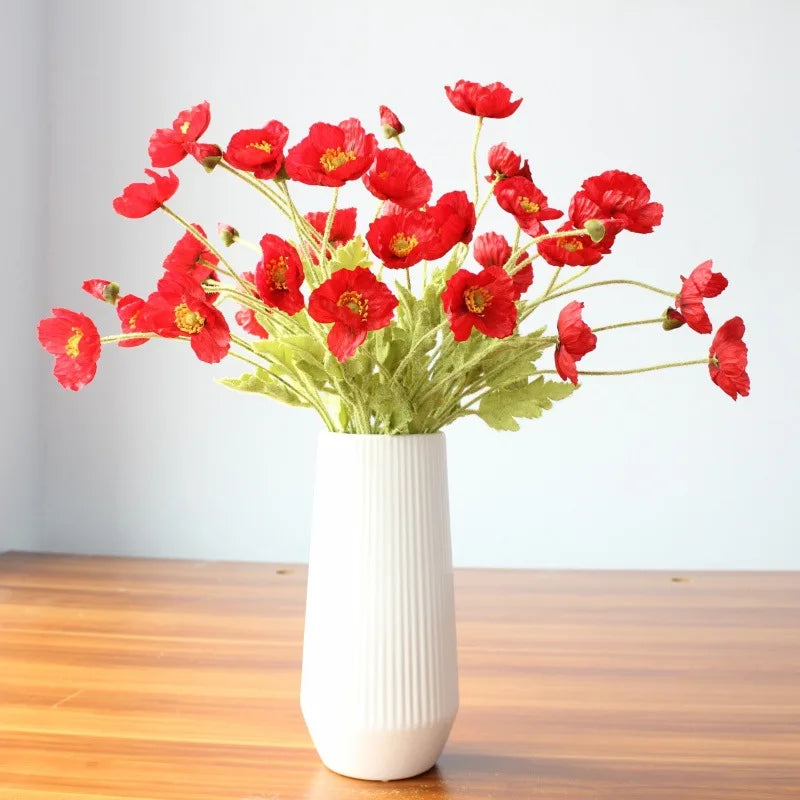 Artificial Flowers Fake Poppy Silk Flowers Long Stem Housewarming Garden Table Wedding DIY Party Wedding Bridal Bouquet Decor