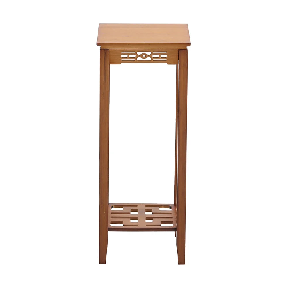 【Breeins】2-Tier Bamboo Plant Stand Classic Chinese Style Flower Stand Home Office Decoration Freestanding