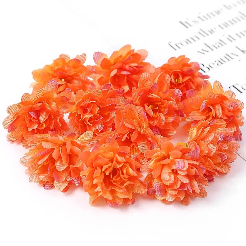 10/20/50Pcs Artificial Rose Mini Silk Flower Heads Simulated Flower Home Room Decoration DIY Wreath Accessories Wedding Decor