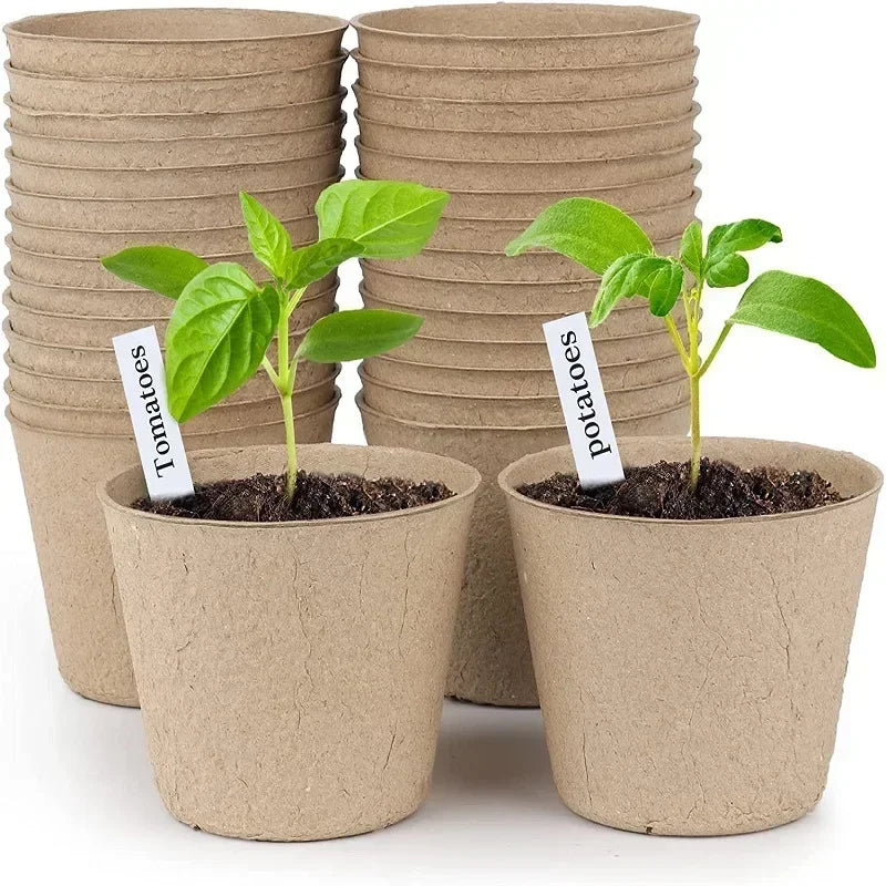 2025 Biodegradable Transplanter Pulp Paper Flower Plant Peat Pots Transplant Seedlings Pots Seed Germination Tray