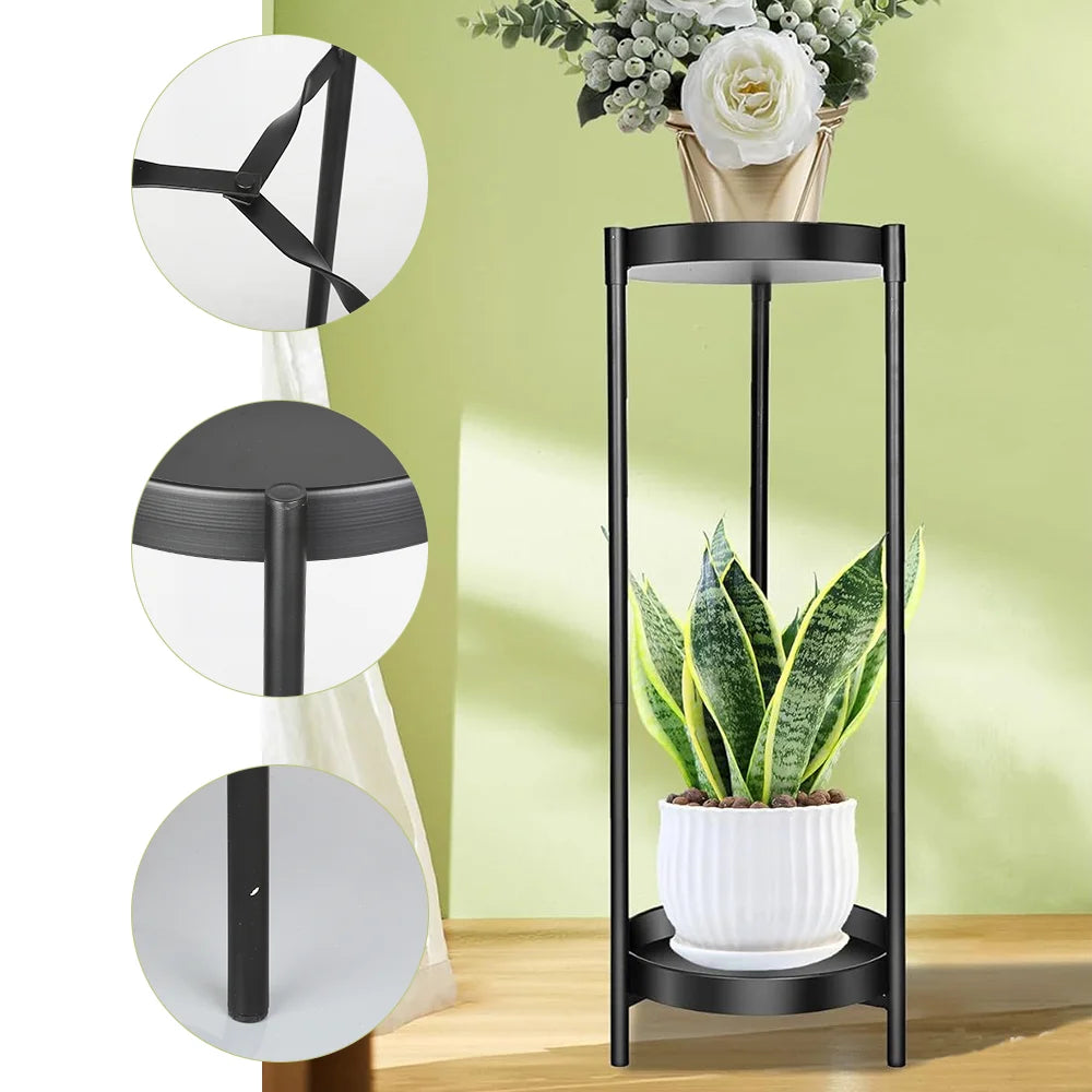 Plant Stand For Flowers Metal Storage Shelf 2 Tier Flower Shelf Planter Rack Indoor Display Stand Pot Rack Organizer Shelves