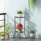 Retro 2-layer metal plant pot rack potted plant display stand balcony garden plant rack