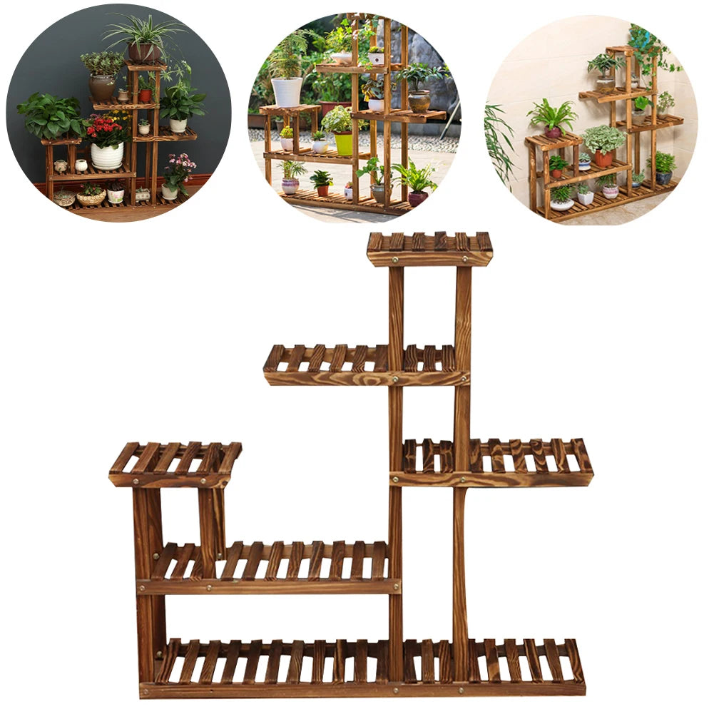 【Lifeideas】Rustic Large Multi-Tiered Wooden Plant Stand