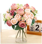 7 Heads Artificial Flowers Silk Peony Rose Hydrangea Bouquet Home Decorations Party Wedding Bride Fake Plants