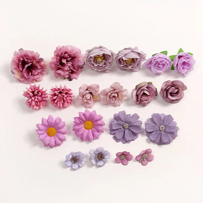 Purple Artificial Flowers Silk Fake Flowers for Home Decor Garden Wedding Decoration Bride Craft Gifts Wreath Bouquet Accessory
