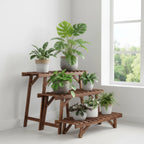 Set of 3 Wood Plant Stand,Rectangular Ladder Flower Pots Outdoor Indoor Plant Display Rack Storage for Home Garden Patio Balcony