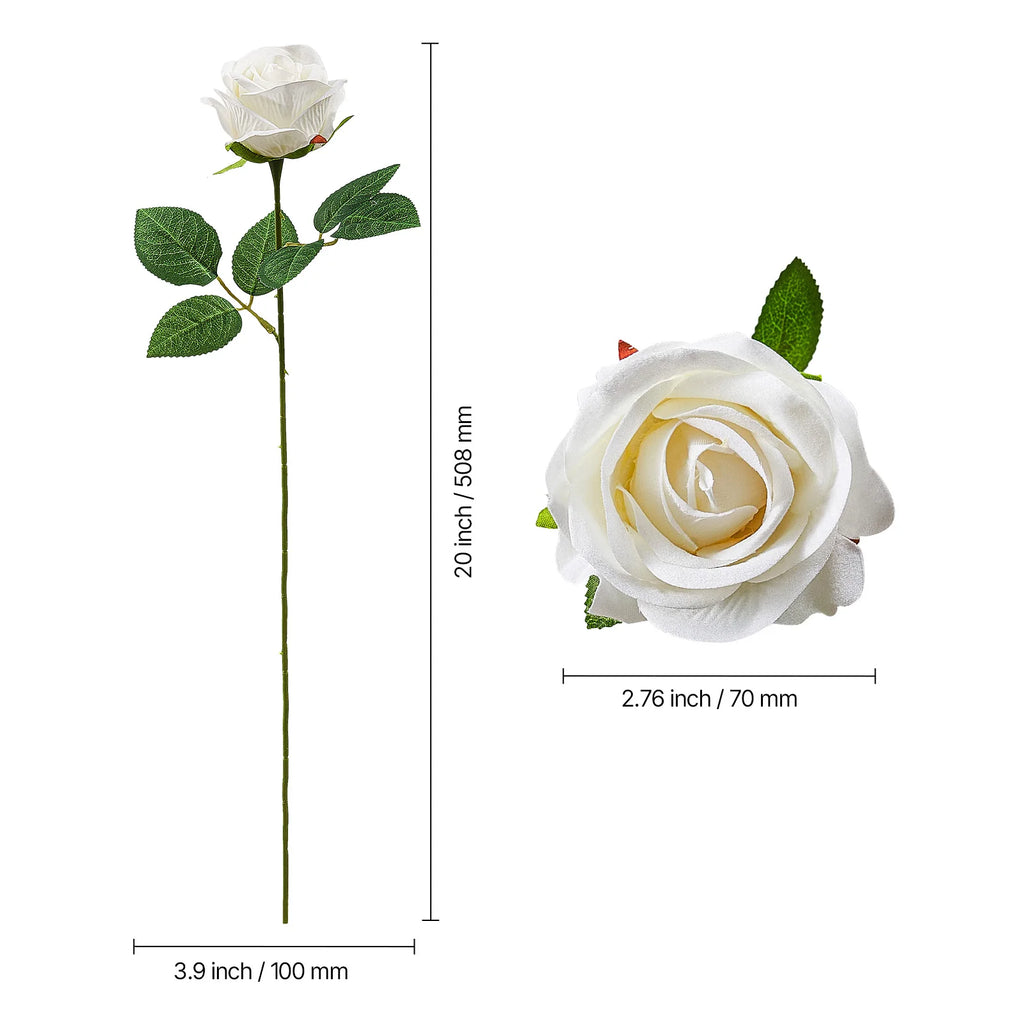 SucceBuy Artificial Flowers 60/120/500pcs Real Looking White Foam Fake Roses Bulk White/Red Faux Bridal Shower for DIY Wedding