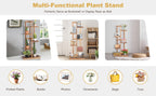 GOFLAME Wood 5 Tier 6 Pots Plant Stand, Indoor/Outdoor Flower Pot Holder, Free-standing Display Shelf with Anti-tipping Device