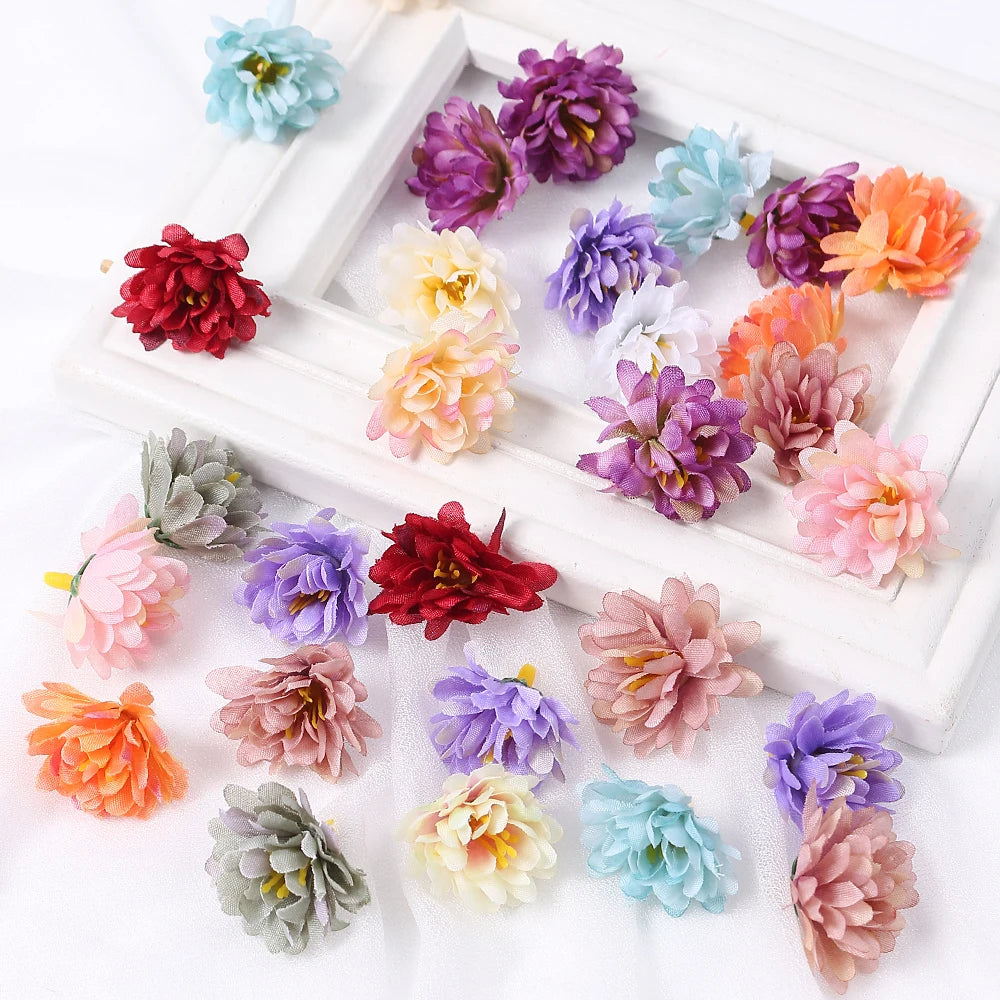 10/20/50Pcs Artificial Rose Mini Silk Flower Heads Simulated Flower Home Room Decoration DIY Wreath Accessories Wedding Decor