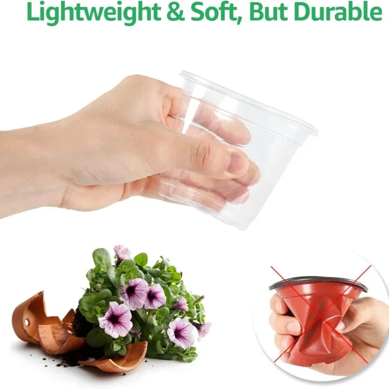 New 5PCS Round Seed Starter Tray Transparent Planter Nursery Pots With Drainage Hole For Orchid Plants Flowers Garden Tools