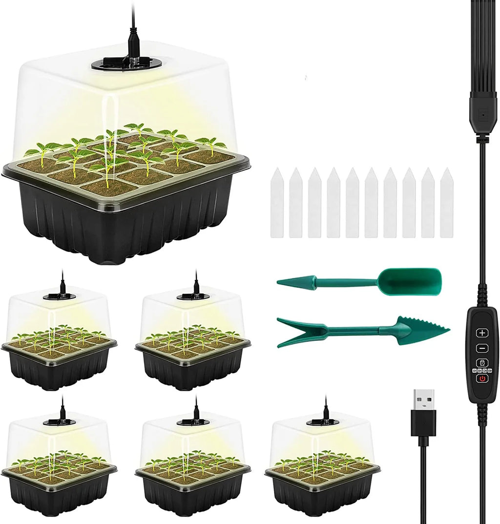 Timing Dimming Seedling Pots with Lights 12 Holes Thickened High Cover with Lights Seedling Pots Seedling Box Fill Light