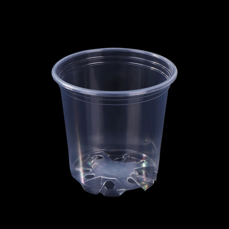 5 Pieces 6 Sizes 3/3.5/4/5/6/7 Inches Greenhouse Transparent Plastic Flowerpot Drainage Hole Pot Breathable Nursery Flower Pot