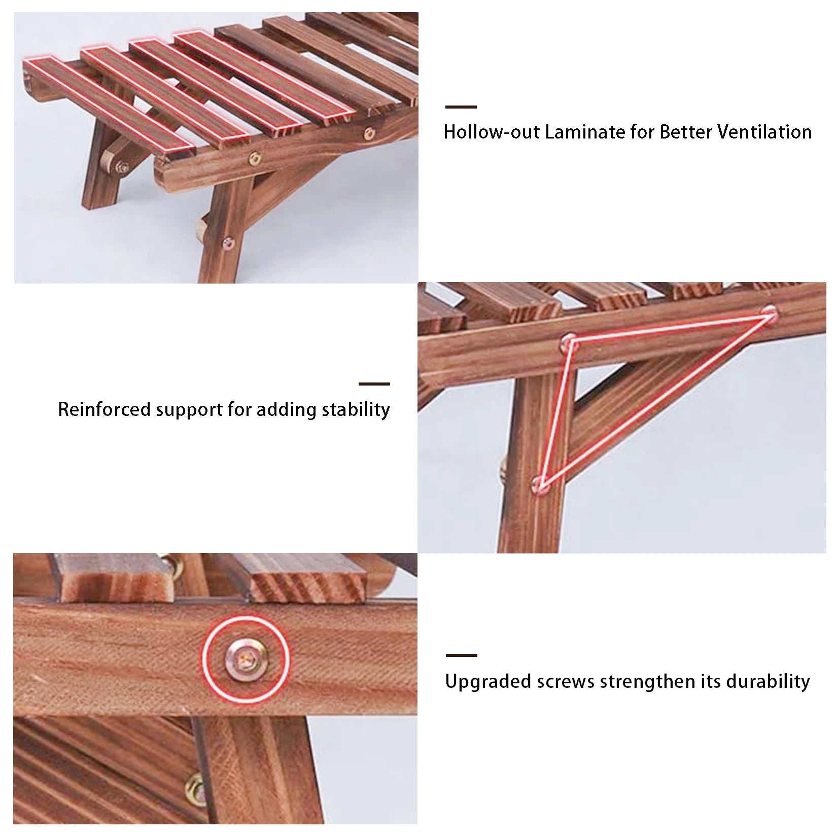 Set of 3 Wood Plant Stand,Rectangular Ladder Flower Pots Outdoor Indoor Plant Display Rack Storage for Home Garden Patio Balcony