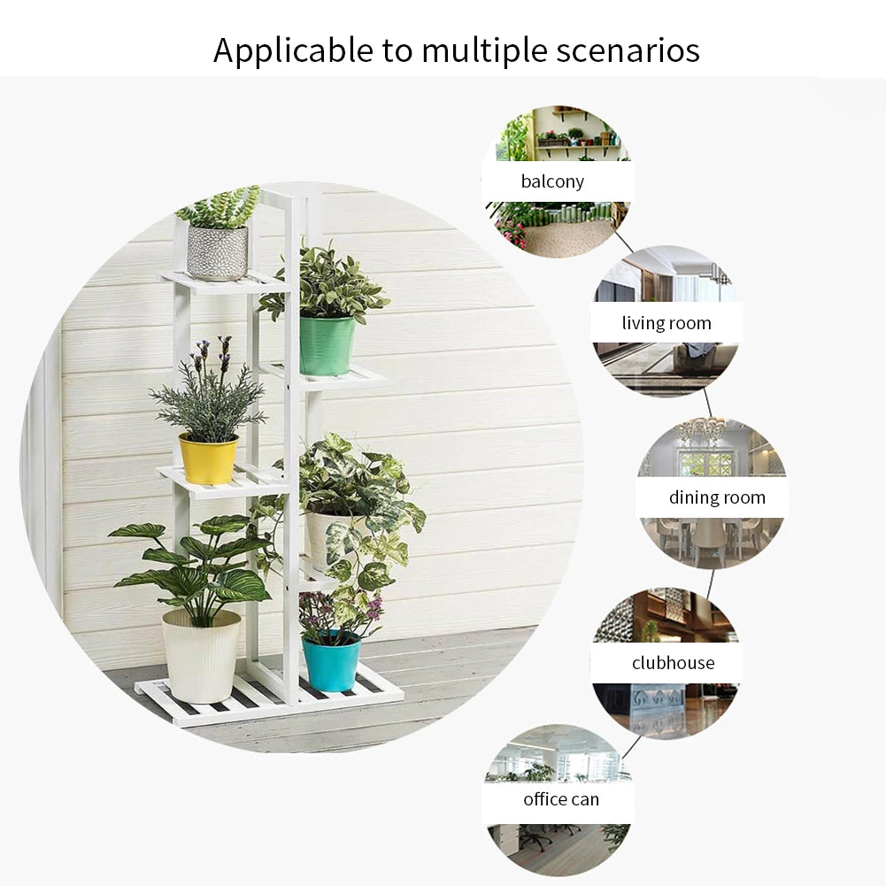 Wooden multi-layer flower pot rack, potted plant display rack, multi-functional storage rack