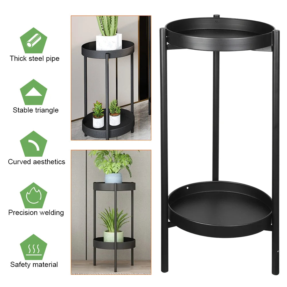 Plant Stand For Flowers Metal Storage Shelf 2 Tier Flower Shelf Planter Rack Indoor Display Stand Pot Rack Organizer Shelves