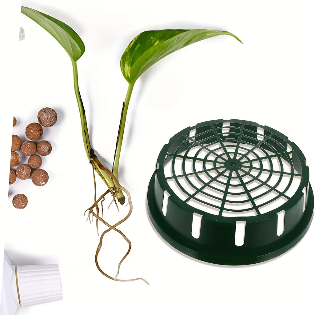 6 pieces of durable thickened garden plastic hydroponic plant pots - green circular basket liner, self-watering