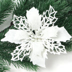 5/10Pcs 11cm Christmas Decoration Glitter Artifical Flowers Xmas Tree Wreath  Ornaments for Home New Year 2026 Decor Accessories