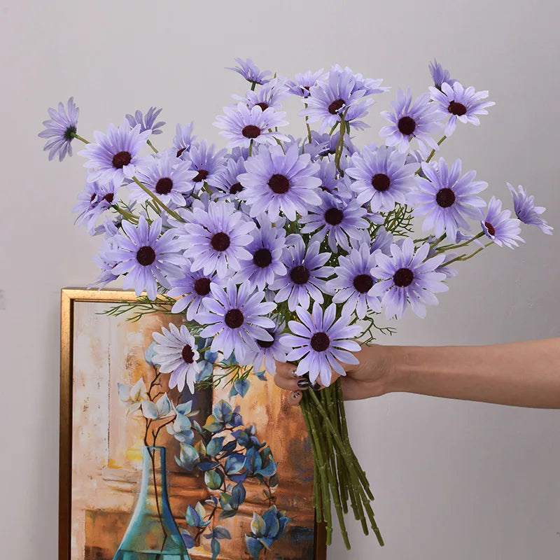 3/5/10Pcs Artificial White Daisy Flower Bouquet DIY Vase Home Garden Living Room Decoration Wedding Party Silk Fake Flowers