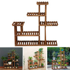 【Lifeideas】Rustic Large Multi-Tiered Wooden Plant Stand