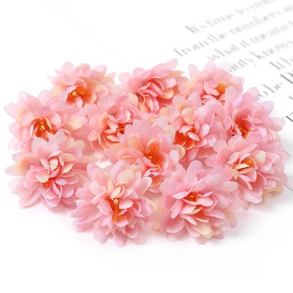 10/20/50Pcs Artificial Rose Mini Silk Flower Heads Simulated Flower Home Room Decoration DIY Wreath Accessories Wedding Decor