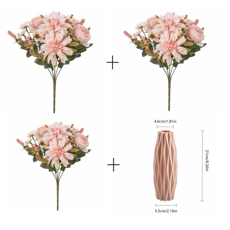 Artificial Flower Silk Hot sale Dahlia Rose daisy for Festival garden arch Wedding Bridal Bouquet Party Decoration Diy gift gard