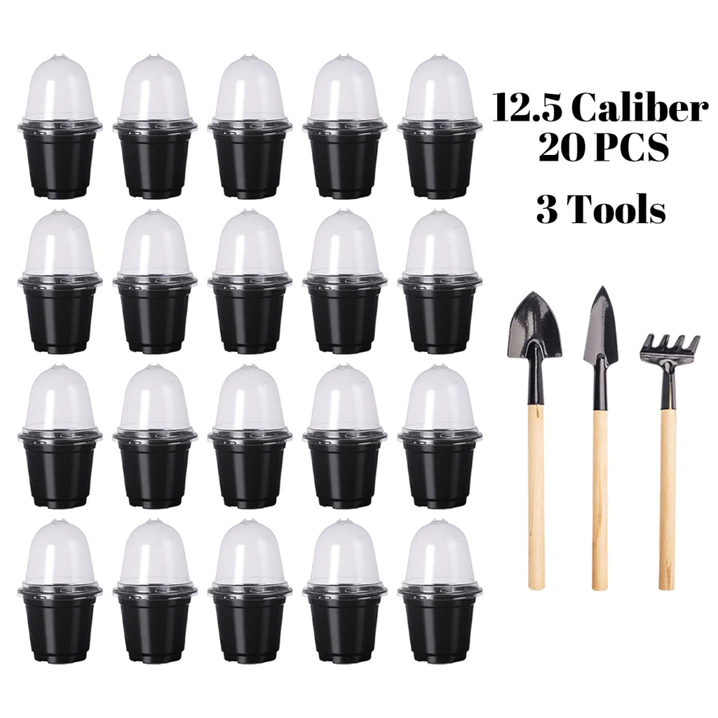 Plant Nursery Pots Humidity Dome Transparent Plastic Pot Planting Containers Cups Planter Small Seed Starting Trays Seedling