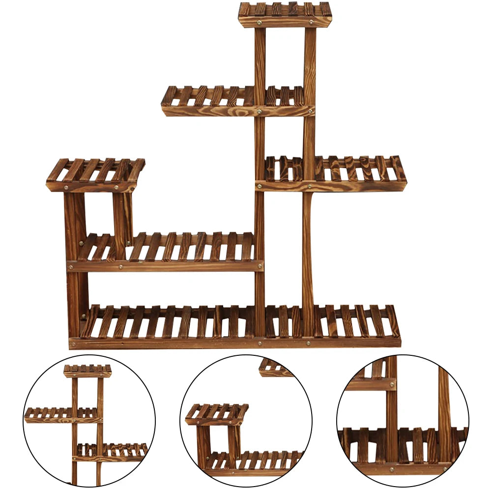 【Lifeideas】Rustic Large Multi-Tiered Wooden Plant Stand