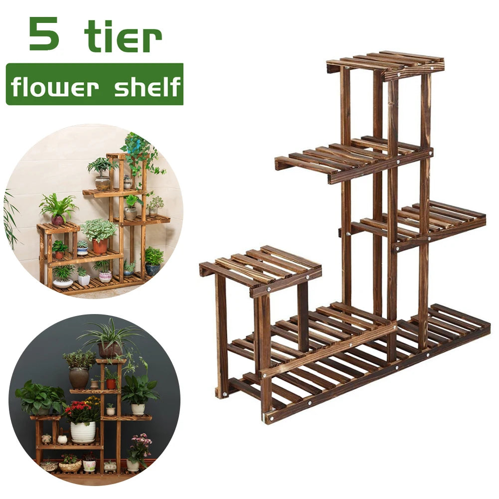 【Lifeideas】Rustic Large Multi-Tiered Wooden Plant Stand