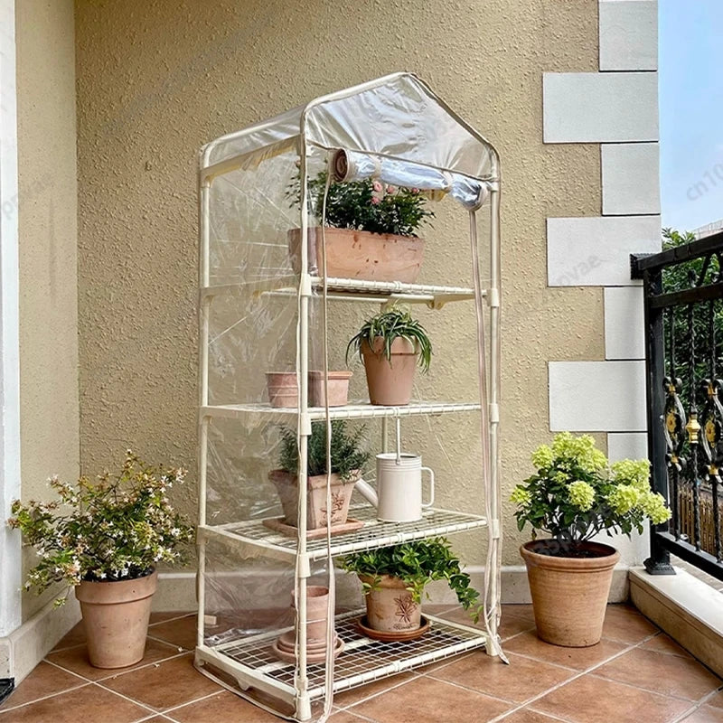 Outdoor Balcony Greenhouse For Succulents Plants With Rainproof And Frost Protection Features Roof Garden Yard Plant Shelf