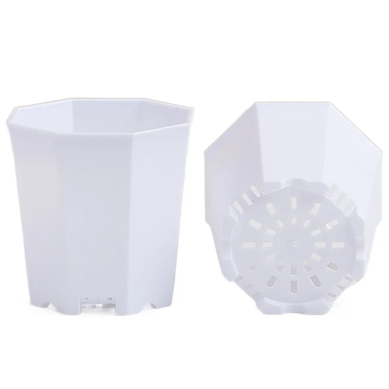 10/20pcs Octagonal Flower Pots Plastic White Planters with Drainage Holes for Indoor Outdoor Gardening Home Decor Succulents TMZ