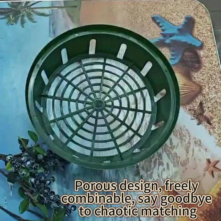 6 pieces of durable thickened garden plastic hydroponic plant pots - green circular basket liner, self-watering