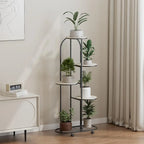 4/5 Tier Plant Shelf Metal Plant Holder Flower Pot Stand Display Storage Rack with Wheels for Garden Corner Balcony