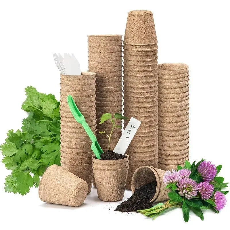 2025 Biodegradable Transplanter Pulp Paper Flower Plant Peat Pots Transplant Seedlings Pots Seed Germination Tray