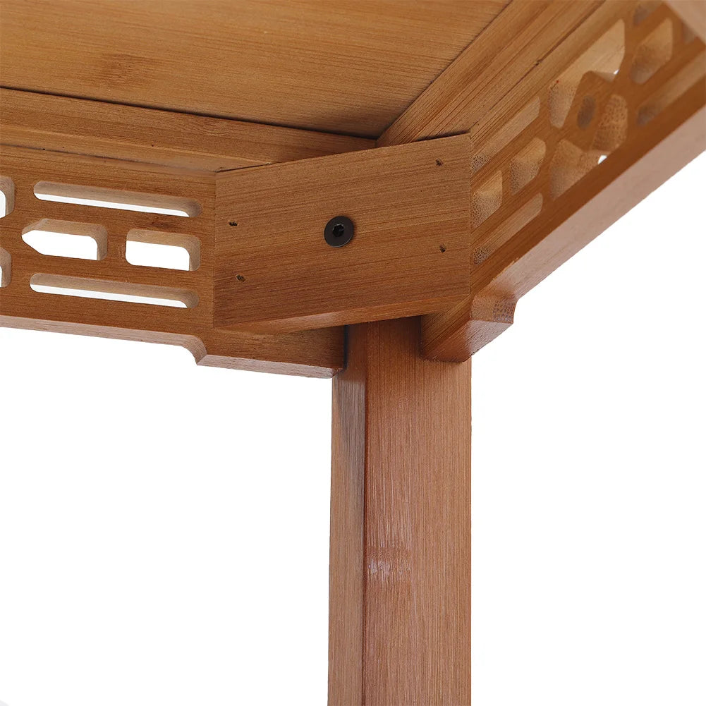 【Breeins】2-Tier Bamboo Plant Stand Classic Chinese Style Flower Stand Home Office Decoration Freestanding