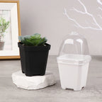 5Pcs Square Small Flower Pot Nursery Pot With Humidity Dome Transparent Gardening Pot Square Flower Starting Pots