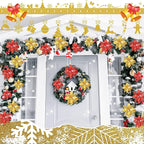 5/10Pcs 11cm Christmas Decoration Glitter Artifical Flowers Xmas Tree Wreath  Ornaments for Home New Year 2026 Decor Accessories