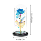 Pretty LED Light Up Flowers In Glass Dome, Rose With Fluttering Butterflies Gift