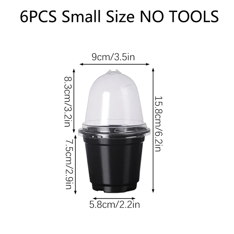 Plant Nursery Pots Humidity Dome Transparent Plastic Pot Planting Containers Cups Planter Small Seed Starting Trays Seedling