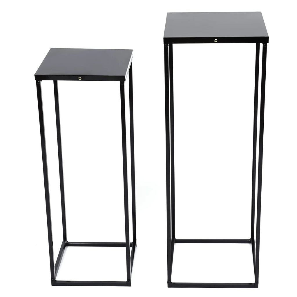 2PCS Black Plant Stand Metal Square Flower Holder Durable Rack Patio Garden For Living Room Decor