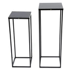 2PCS Black Plant Stand Metal Square Flower Holder Durable Rack Patio Garden For Living Room Decor