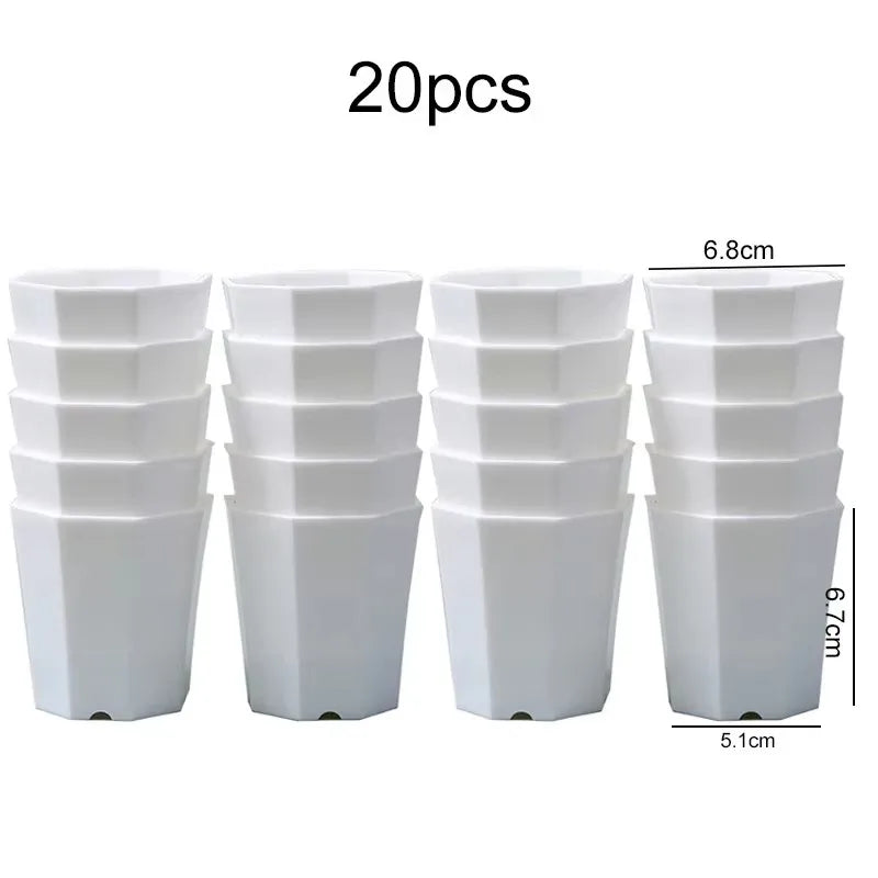 10/20pcs Octagonal Flower Pots Plastic White Planters with Drainage Holes for Indoor Outdoor Gardening Home Decor Succulents TMZ